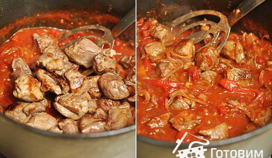 рагу из баранины с болгарским перцем и томатами