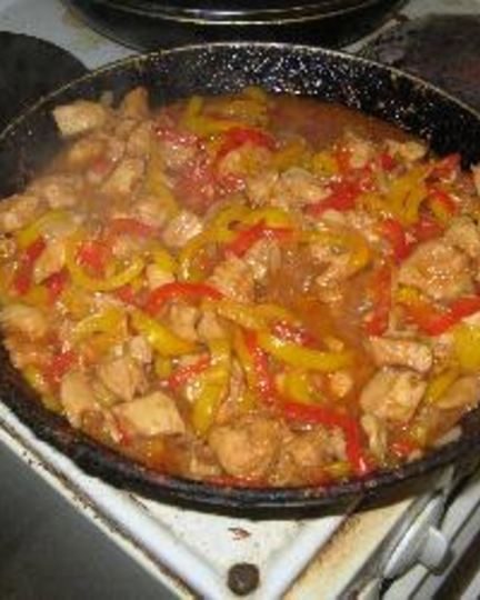 Рецепт рагу из курицы со сладким перцем