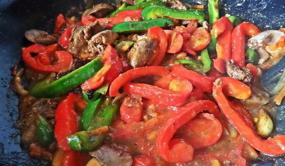 рагу из печенки с овощами
