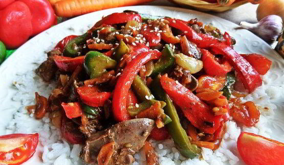 рагу из печенки с овощами