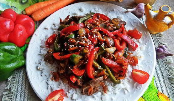 рагу из печенки с овощами