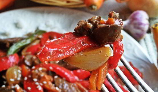 рагу из печенки с овощами