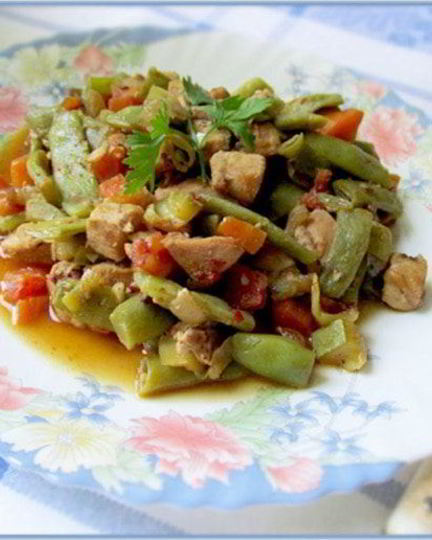 Рецепт рагу из стручковой фасоли и курицы
