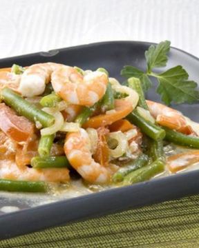 Рагу из стручковой фасоли с креветками