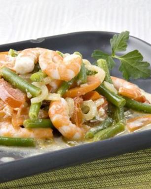 Рагу из стручковой фасоли с креветками