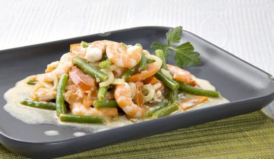 рагу из стручковой фасоли с креветками