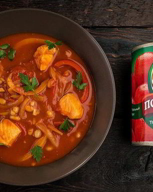 Рагу с болгарским перцем и лососем