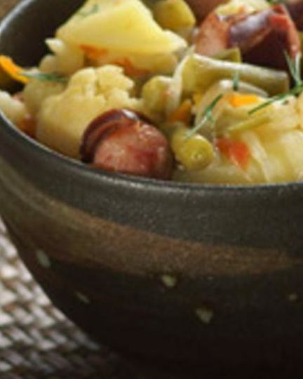 Рецепт рагу с копчеными колбасками