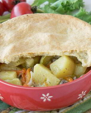 Рагу с куриными сердцами под крышечкой