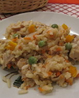 Ризотто с курицей и овощами
