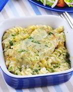 Фузилли запеченные с рыбой в сливочном соусе