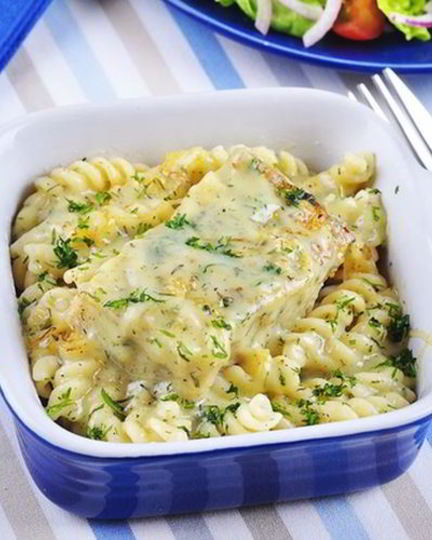 Рецепт фузилли запеченные с рыбой в сливочном соусе