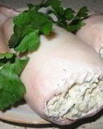 Кальмары с чесночно-сырной начинкой