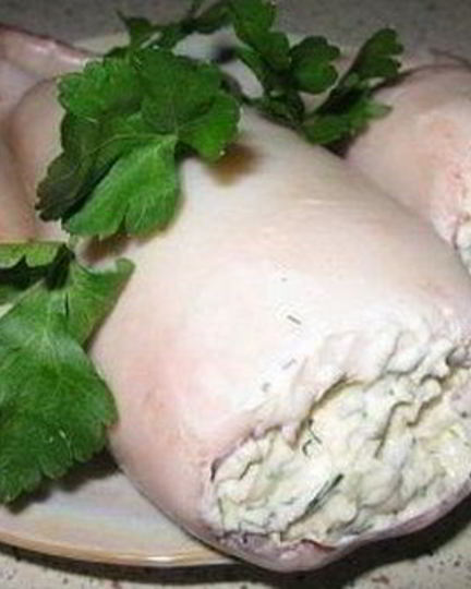 Рецепт кальмаров с чесночно-сырной начинкой