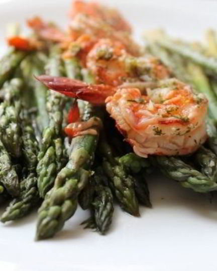 Рецепт креветок со спаржей