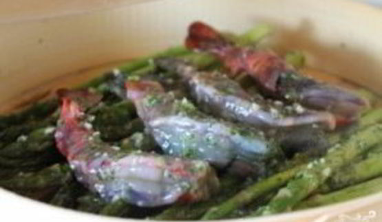 креветки со спаржей