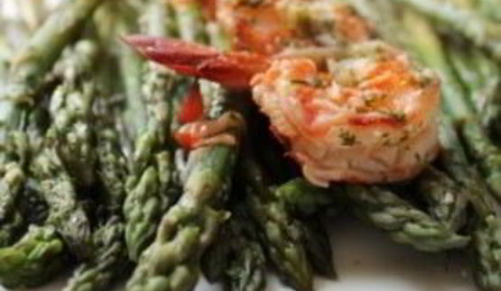 креветки со спаржей