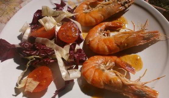 креветки в бренди с гарниром из овощей