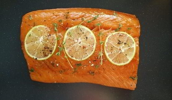 лосось терияки с грибами еноки