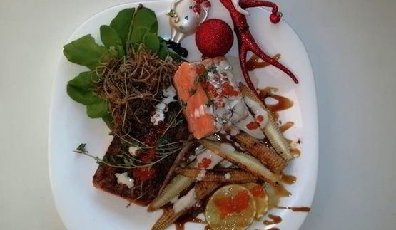 лосось терияки с грибами еноки