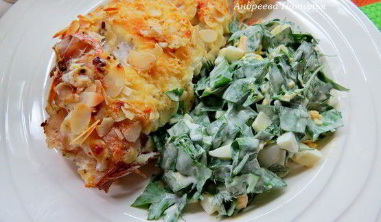 морской окунь под сметанным соусом