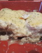 Треска с грибами под соусом Бешамель