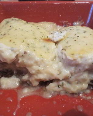 Треска с грибами под соусом Бешамель