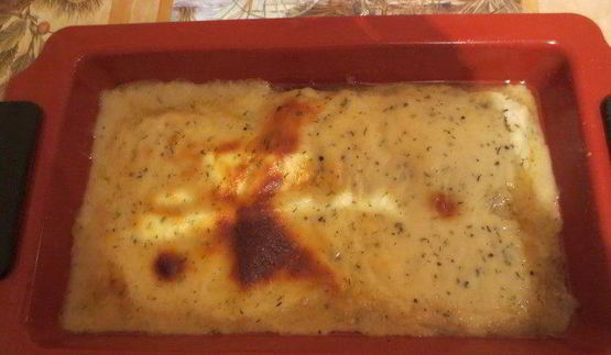 треска с грибами под соусом бешамель