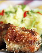 Жаренный налим в панировке с кунжутом