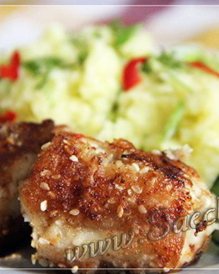 Рецепт жаренного налима в панировке с кунжутом