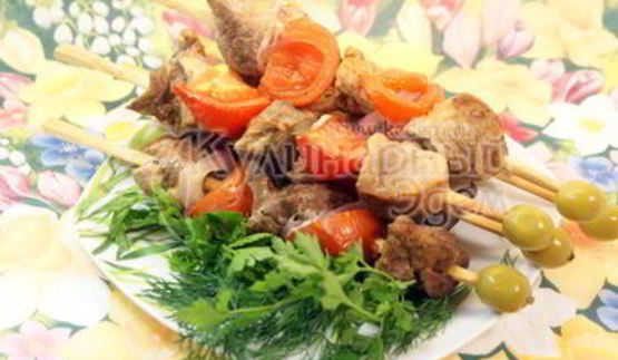 шашлычки с помидорками в лимонном маринаде