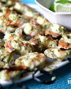 Шашлык из креветок с семечками тыквы