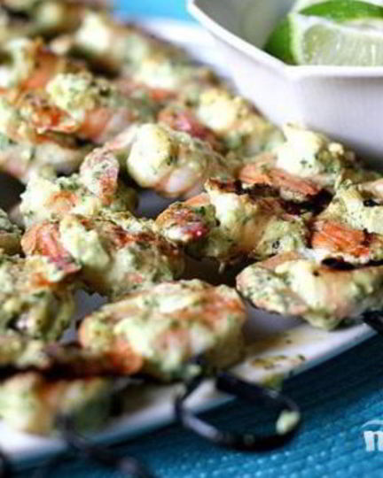 Рецепт шашлыка из креветок с семечками тыквы