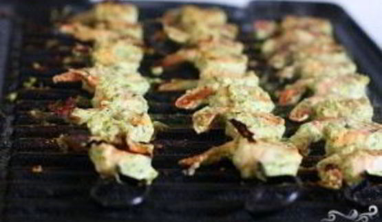 шашлык из креветок с семечками тыквы