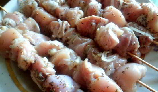 шашлык из курицы, с картошкой, в духовке