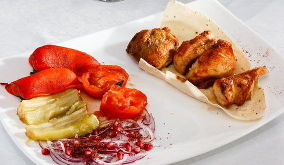 шашлык из курицы с овощами