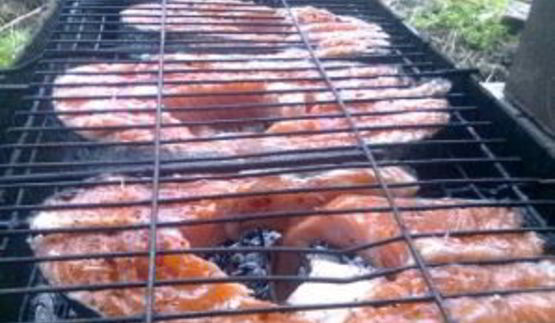 шашлык из семги на решетке