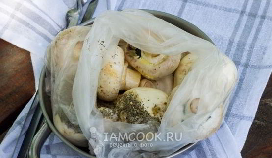 шашлык из шампиньонов на углях