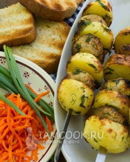 Рецепт шашлыка из шампиньонов с картофелем