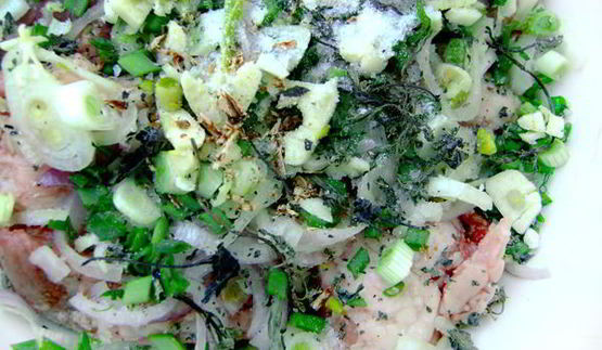 шашлык из свинины в кефире с зеленым луком