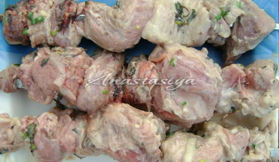 шашлык из свинины в кефире с зеленым луком