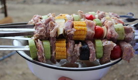 шашлык с овощами в горчичном маринаде