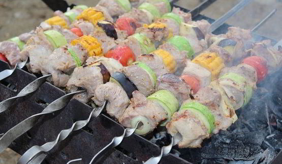 шашлык с овощами в горчичном маринаде