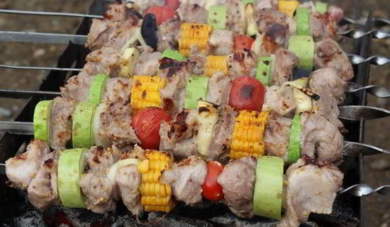 шашлык с овощами в горчичном маринаде