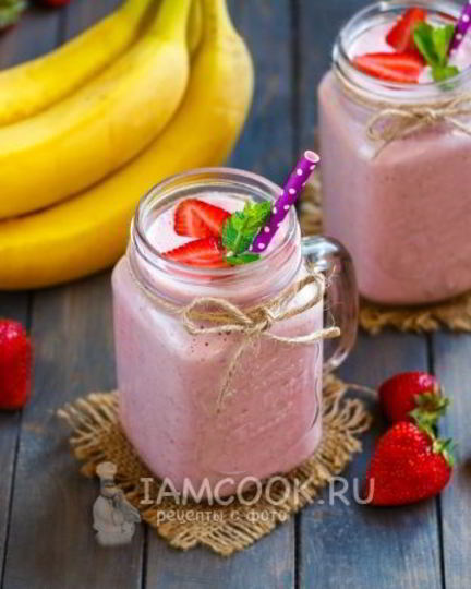 Рецепт клубнично-бананового смузи