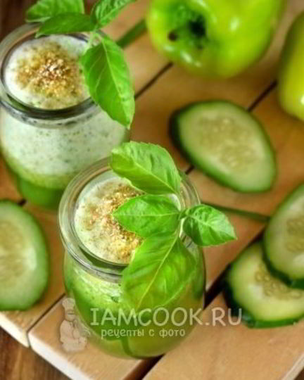 Рецепт зеленого коктейля с огурцом и перцем