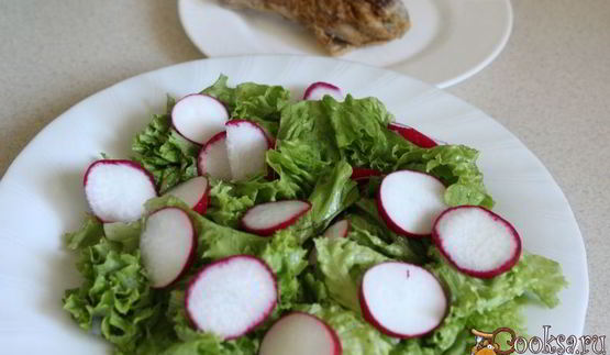 летний салат с курицей и редисом