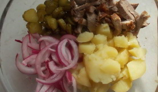 мужской салат с мясом