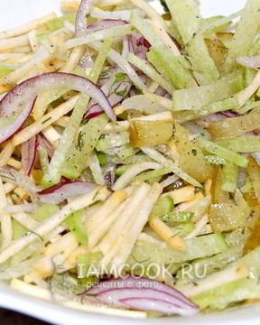 Постный салат из зеленой редьки и репы