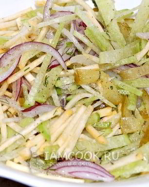 Постный салат из зеленой редьки и репы